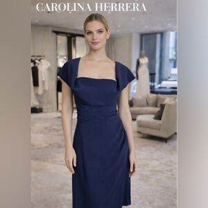 NWT Carolina Herrera Navy Midi Dress Size 8